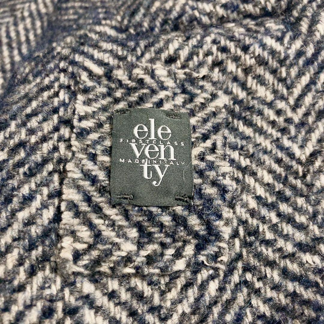 【アルパカ・シルク・モヘヤ】eleventy　ポロコート　ミックスツイード　48