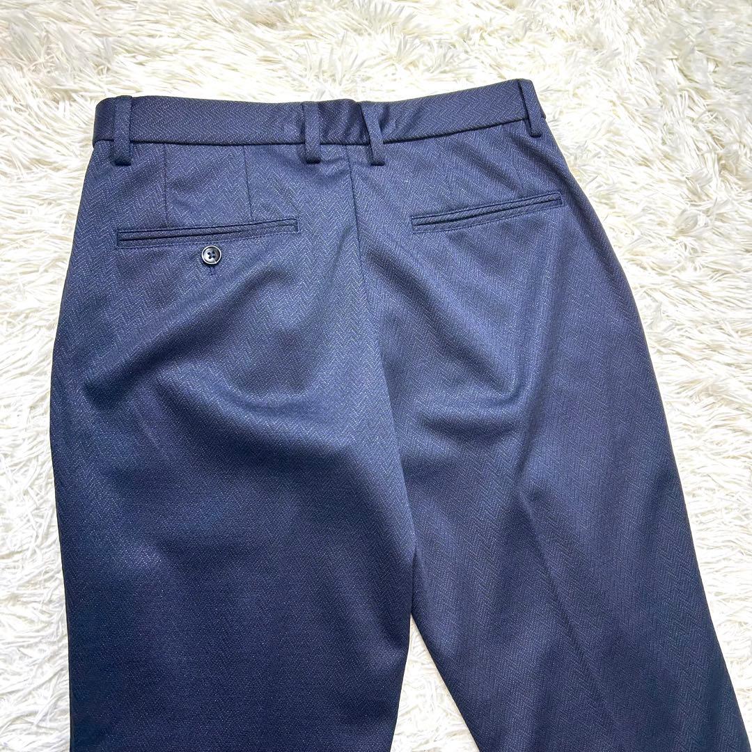 未使用タグ付【金のパジャマスーツ】プレミアムウールジャージセット 紺無地調　M