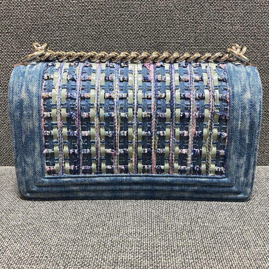 シャネル CHANEL ボーイシャネル コットンツイードデニムチェーンショルダー