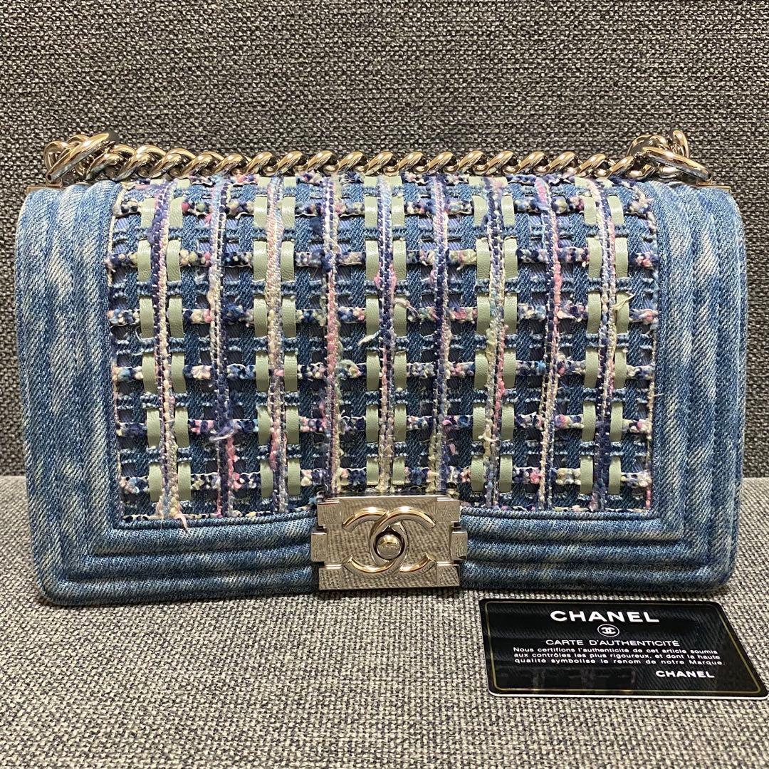 シャネル CHANEL ボーイシャネル コットンツイードデニムチェーンショルダー
