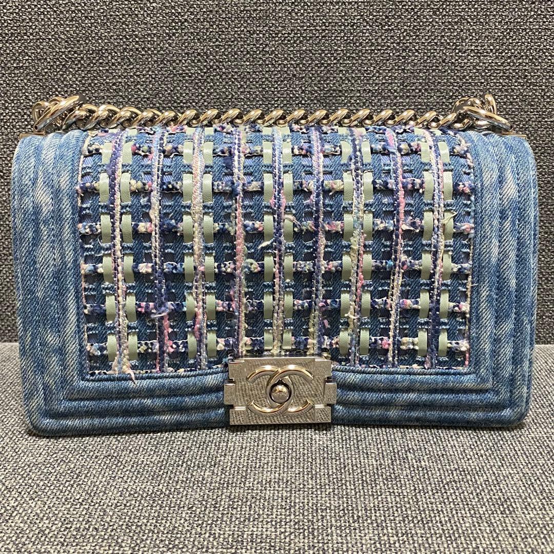 シャネル CHANEL ボーイシャネル コットンツイードデニムチェーンショルダー
