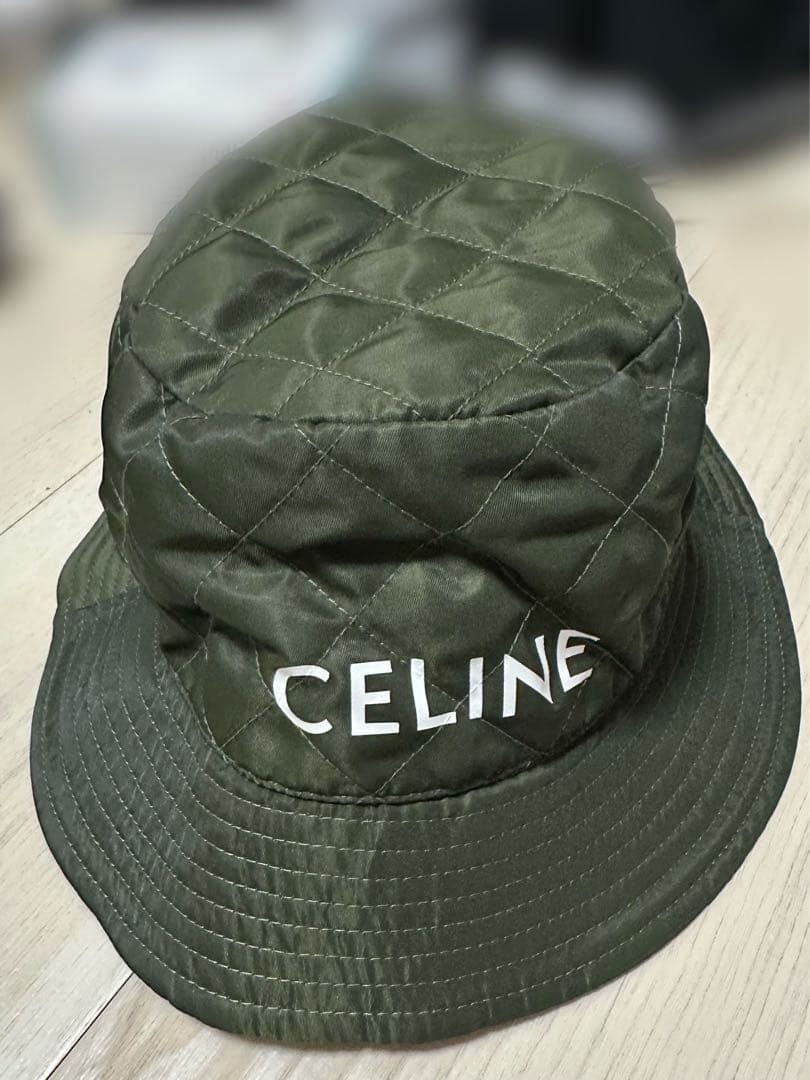 CELINE キルティング バケットハット オリーブグリーン 帽子 セリーヌ
