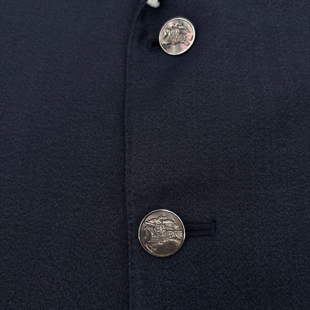 【美品】バーバリー　スーツ　セットアップ　ジャケット　螺鈿ボタン　ロゴ　カシミヤ