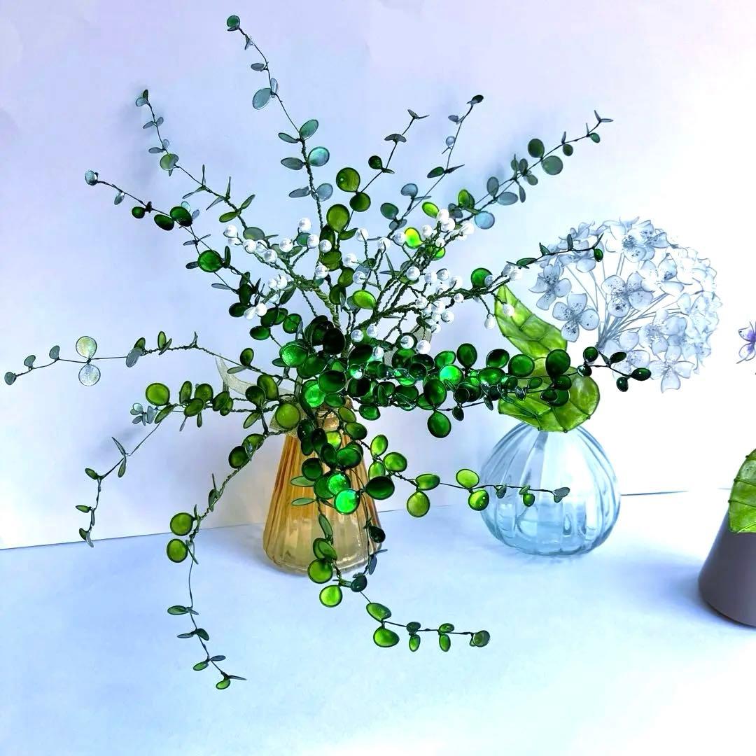 ユーカリグニーブーケ　ワイヤークラフト　ディップアート　壁飾り　インテリア