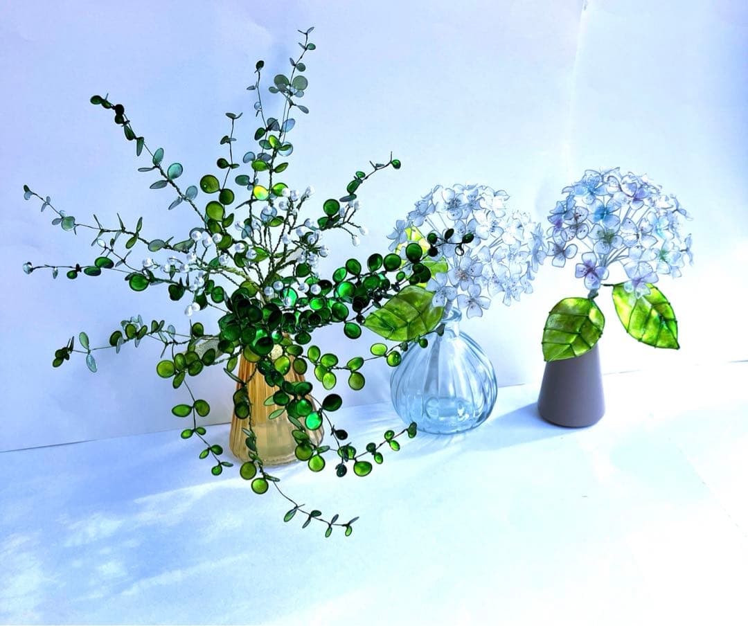 ユーカリグニーブーケ　ワイヤークラフト　ディップアート　壁飾り　インテリア