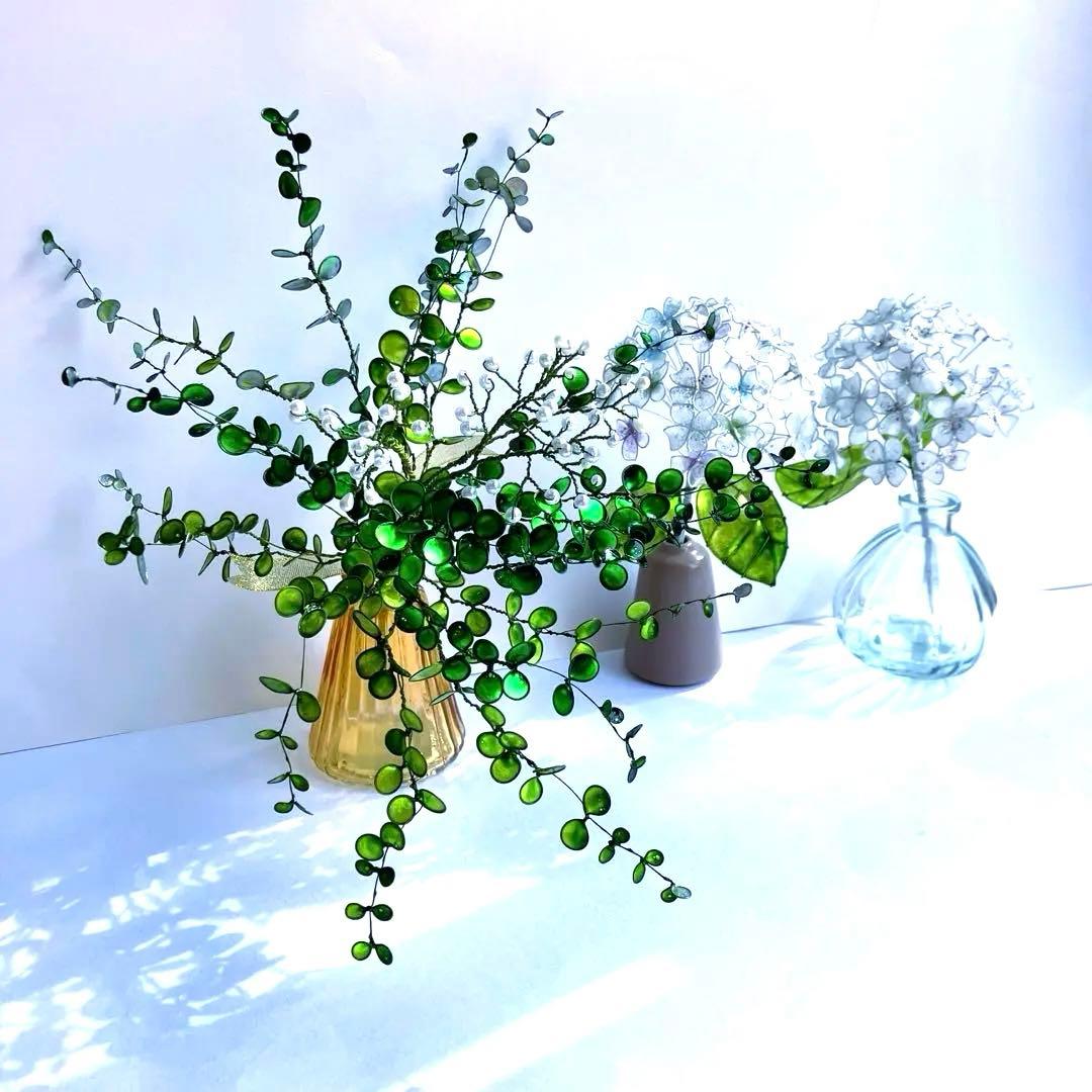 ユーカリグニーブーケ　ワイヤークラフト　ディップアート　壁飾り　インテリア