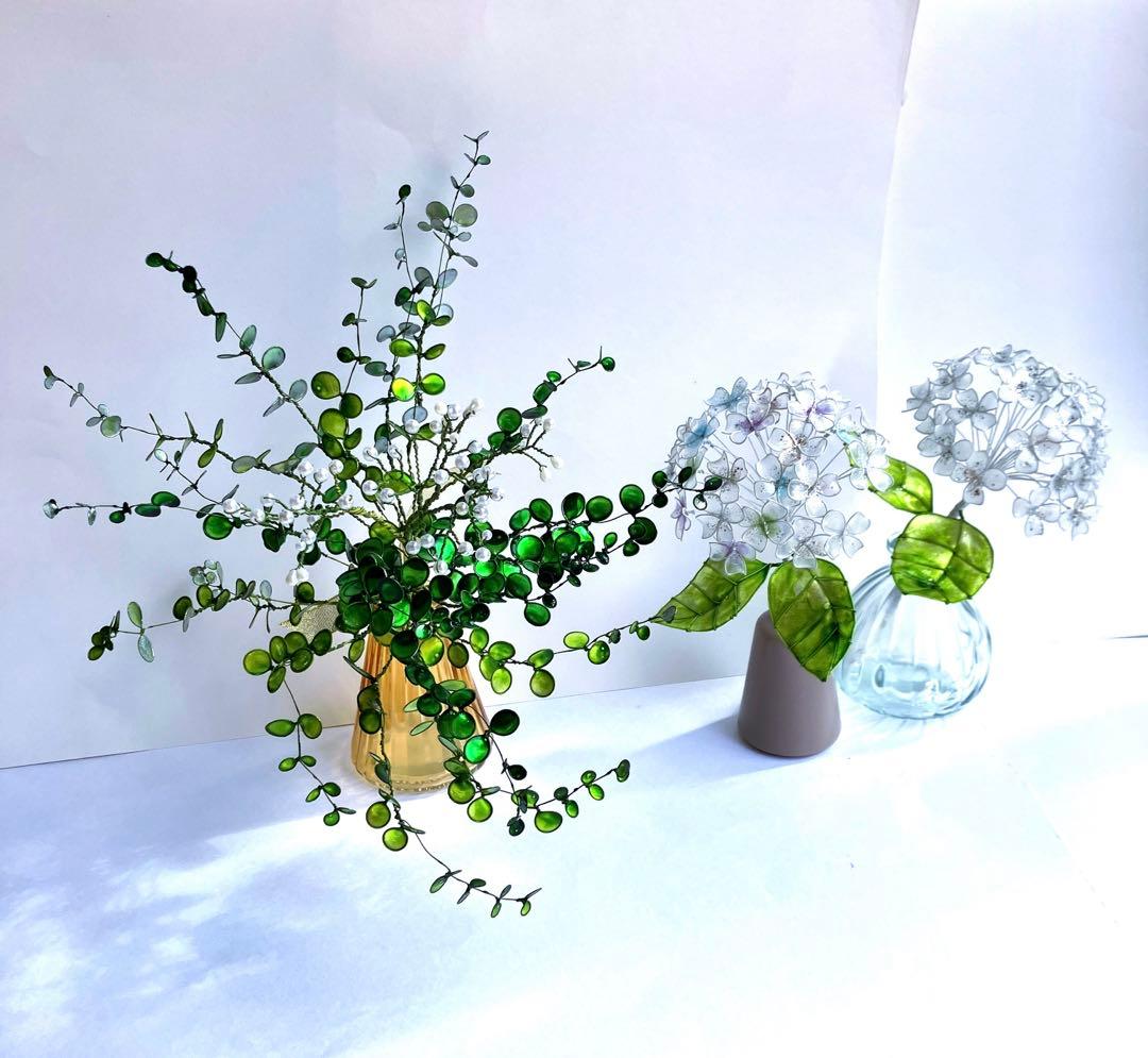 ユーカリグニーブーケ　ワイヤークラフト　ディップアート　壁飾り　インテリア