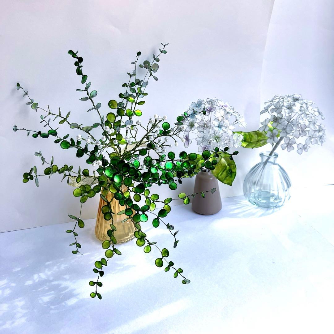 ユーカリグニーブーケ　ワイヤークラフト　ディップアート　壁飾り　インテリア