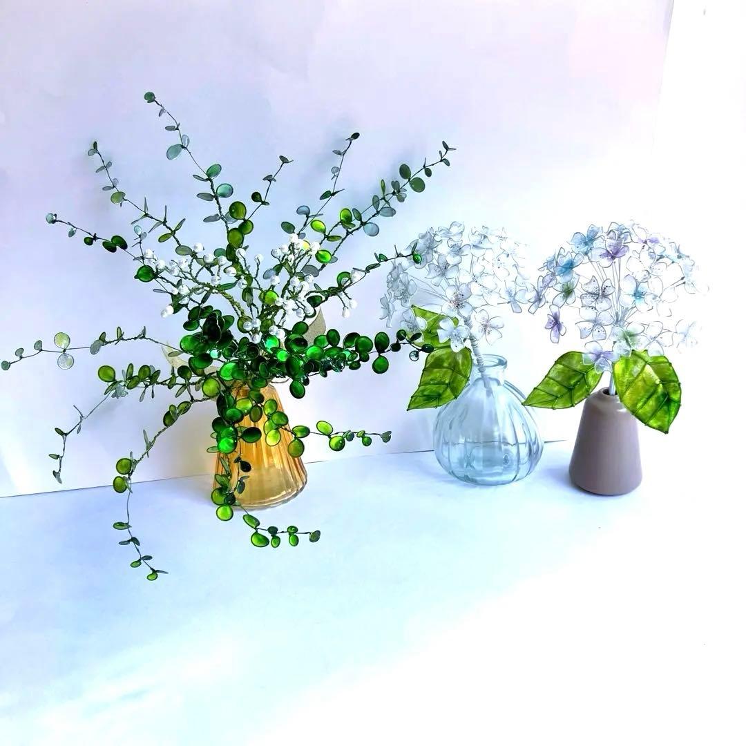 ユーカリグニーブーケ　ワイヤークラフト　ディップアート　壁飾り　インテリア