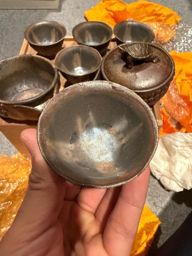 か*る様 (備前手造鶴紋章超細工ぐ茶器)