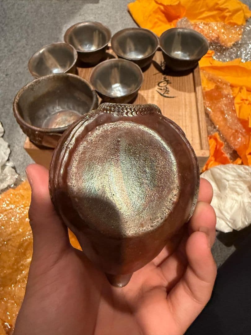 か*る様 (備前手造鶴紋章超細工ぐ茶器)