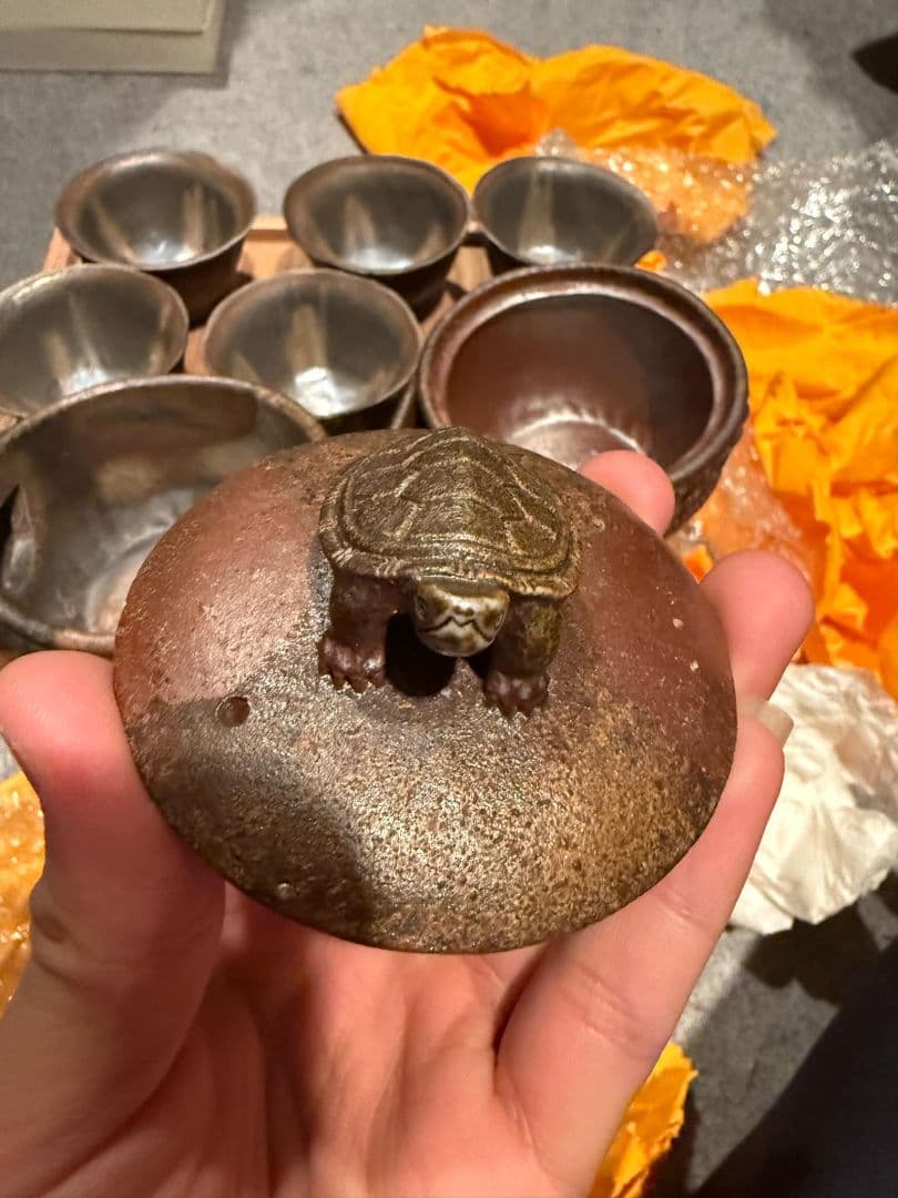 か*る様 (備前手造鶴紋章超細工ぐ茶器)