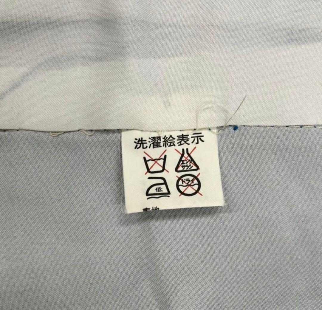 青色 鷹と松の刺繍 着物