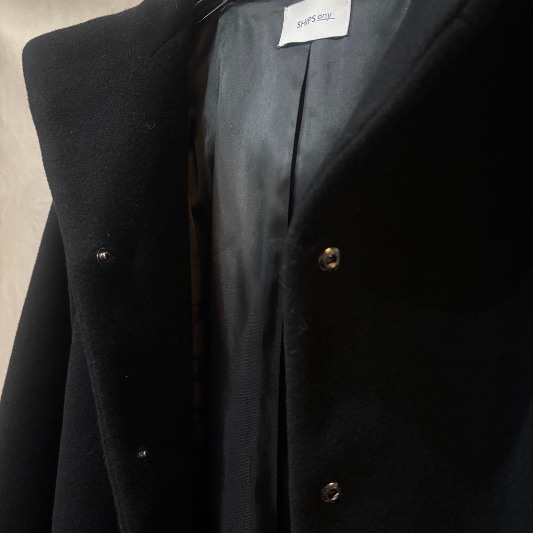 美品 SHIPS any: SORONA フーデットコート ウール ブラック