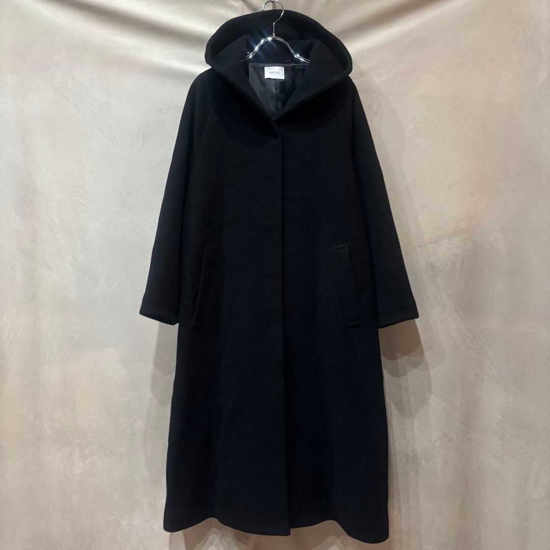 美品 SHIPS any: SORONA フーデットコート ウール ブラック