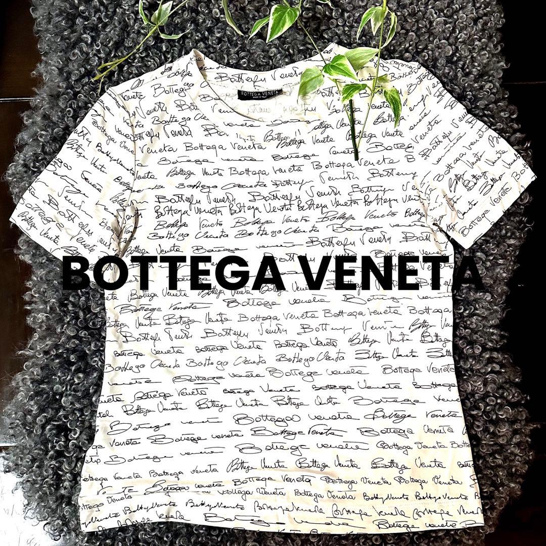 ボッテガべネタ　Tシャツ・カットソー 白 手書き風ロゴ総柄　M