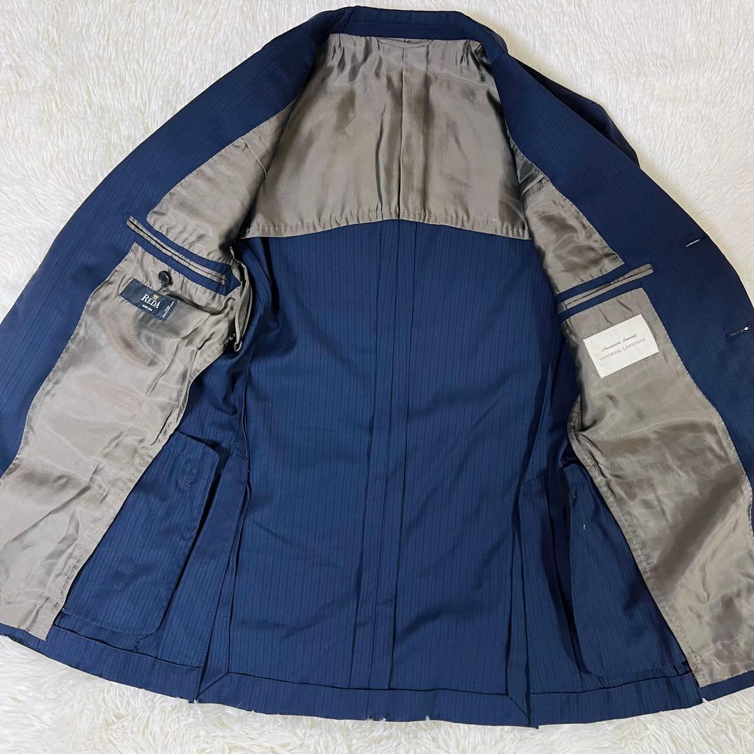 希少サイズ ユニバーサルランゲージ REDA スリーピース スーツ 紺 42