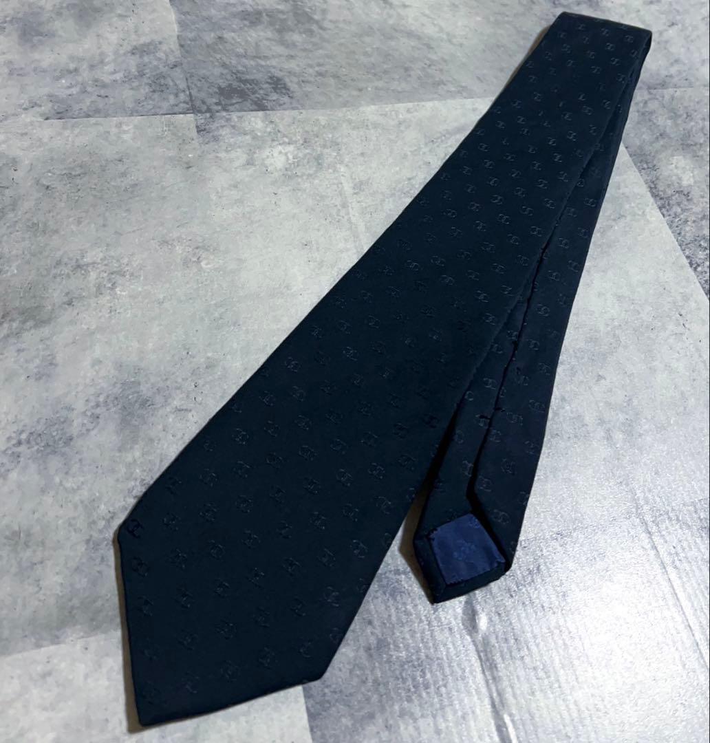 CHANEL ネクタイ ココマーク総柄 ブラック