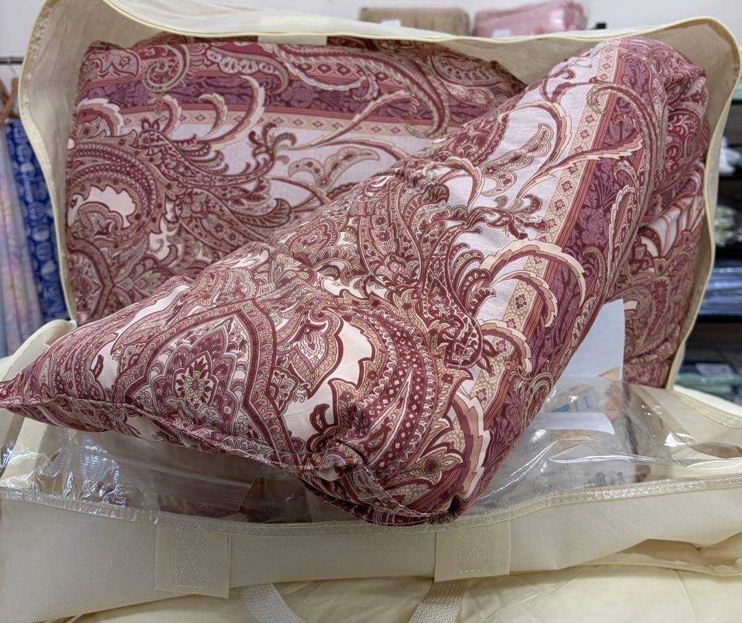 羽毛掛け布団　シングル　ピンク　抗菌防臭SEK加工、アレルG➕加工、収納バッグ付