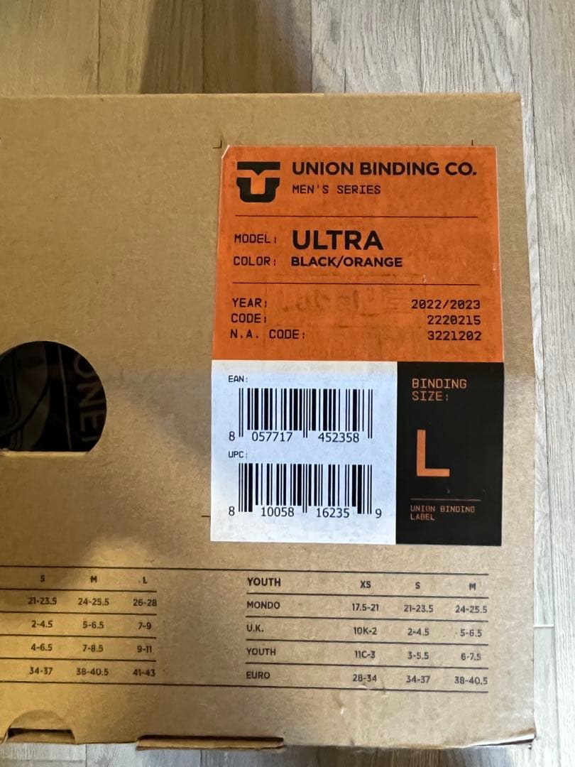ULTRA スノーボード ビンディング 黒/オレンジ　Lサイズ