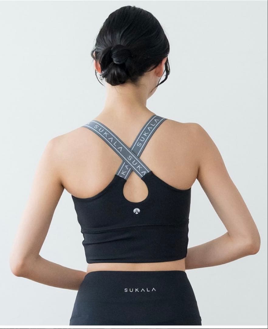 スカーラ　ロゴブラトップ　ブラック ヨガウェア Mサイズ