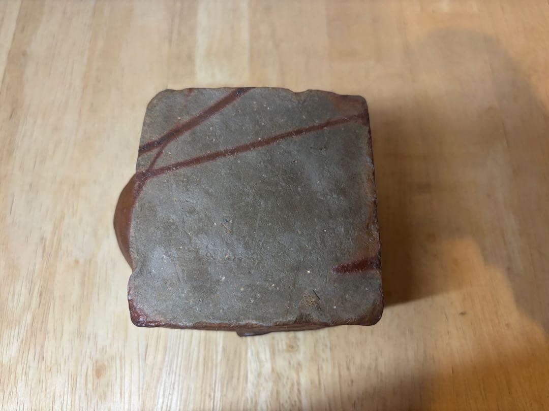 ㊱備前焼 宝瓶 登り窯 白梅 梅 手びねり 4角 急須