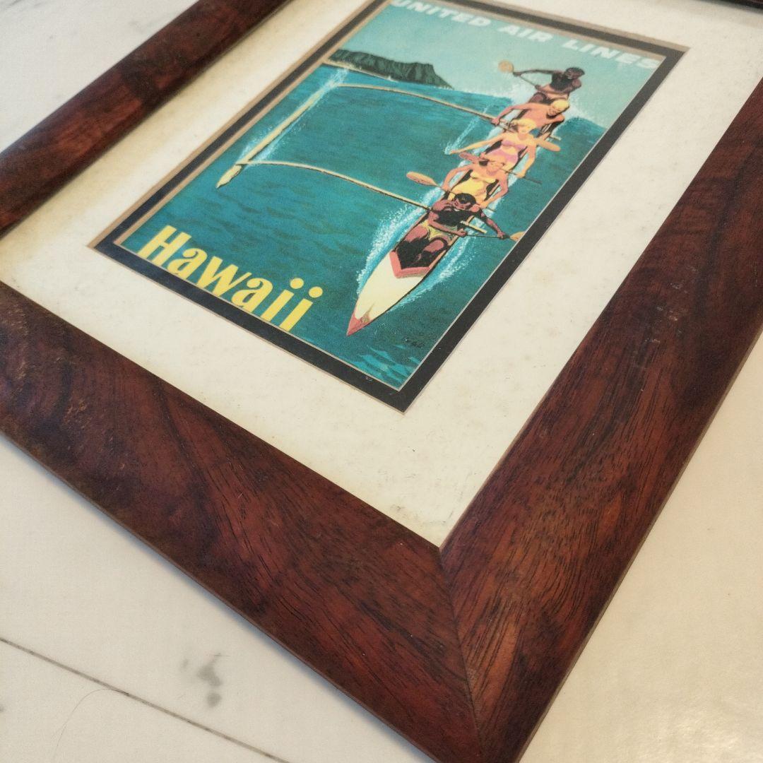 ハワイ コアウッド製額縁1990年代当時物『ユナイテッドエアライン』①ビンテージ