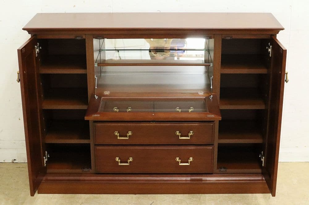 展示品！マルニ【地中海シリーズ】高級サイドボード118・照明付・飾り棚AVボード