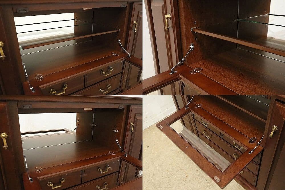 展示品！マルニ【地中海シリーズ】高級サイドボード118・照明付・飾り棚AVボード