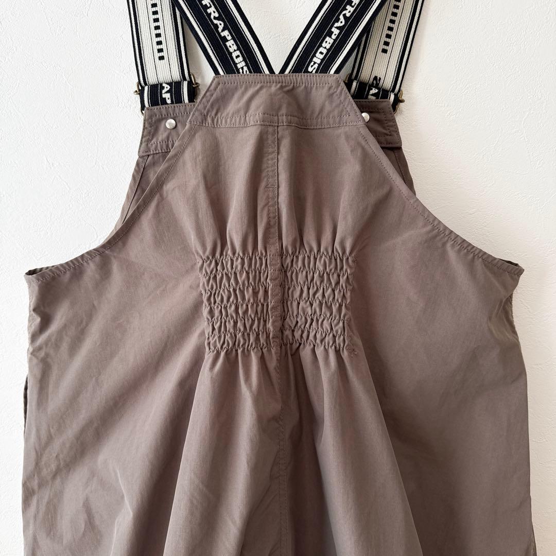 美品 FRAPBOIS ラインサロペット バルーンパンツ ゆったり ブラウン