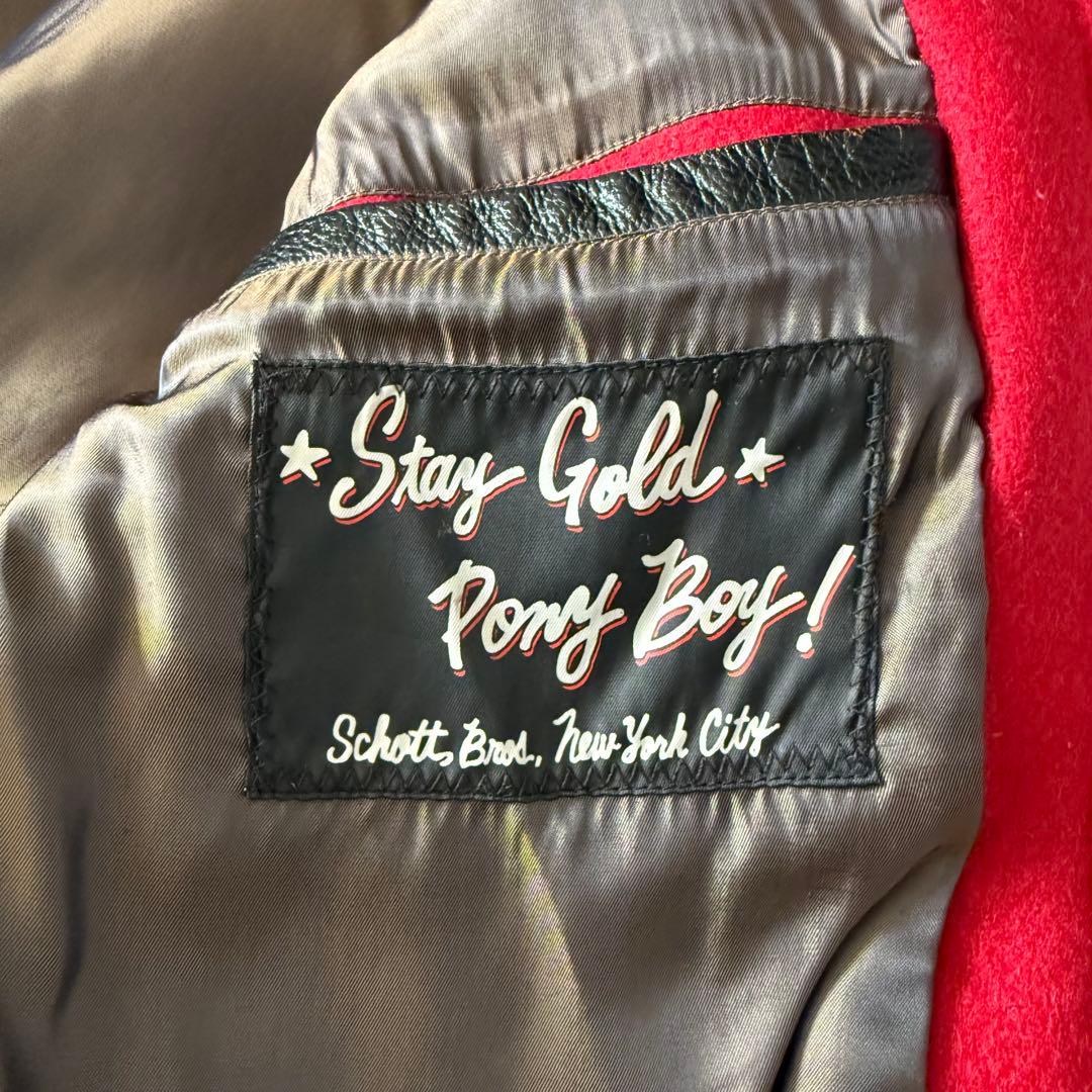 【希少・TALONジップ】Schott ショット スタジャン M 襟付き 赤 黒