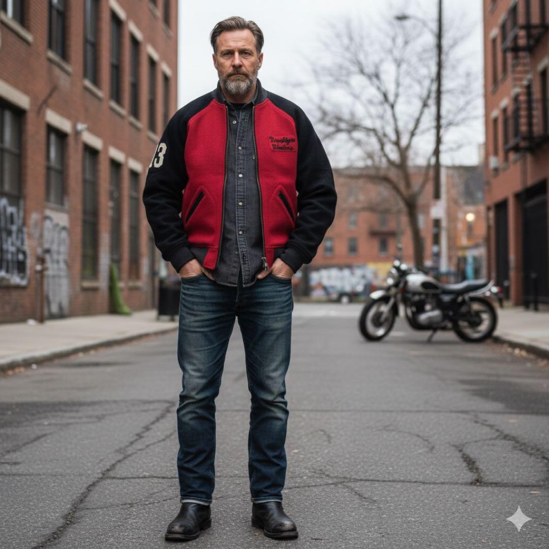 【希少・TALONジップ】Schott ショット スタジャン M 襟付き 赤 黒