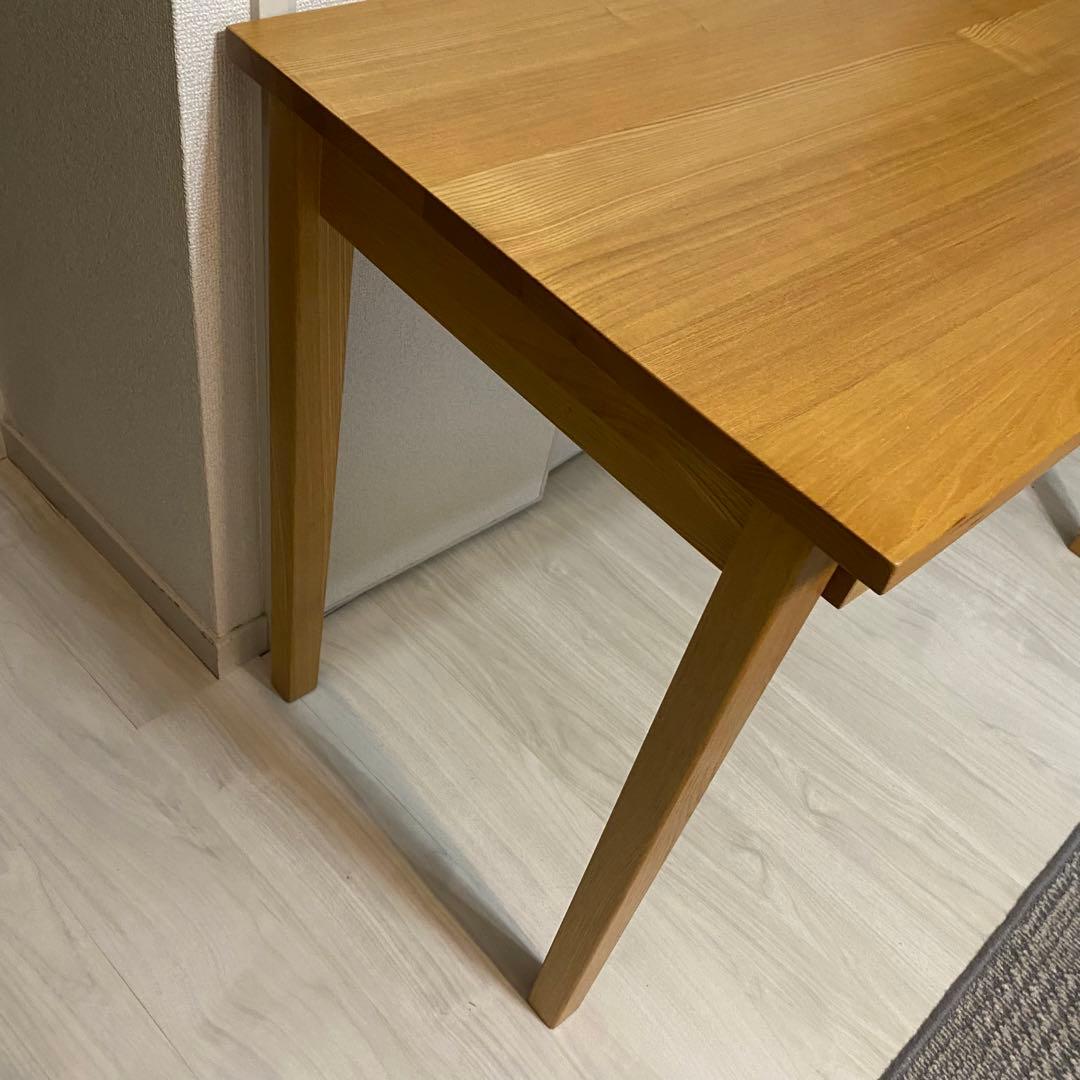 ①廃盤品　無印良品　タモ材デスク　事務机　学習机　木製机　引き出し付
