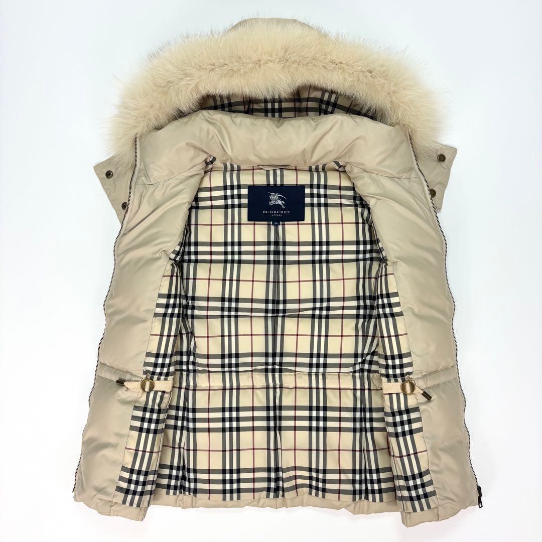 人気✨バーバリーロンドン ダウンベスト ノバチェック ブルーフォックス 36