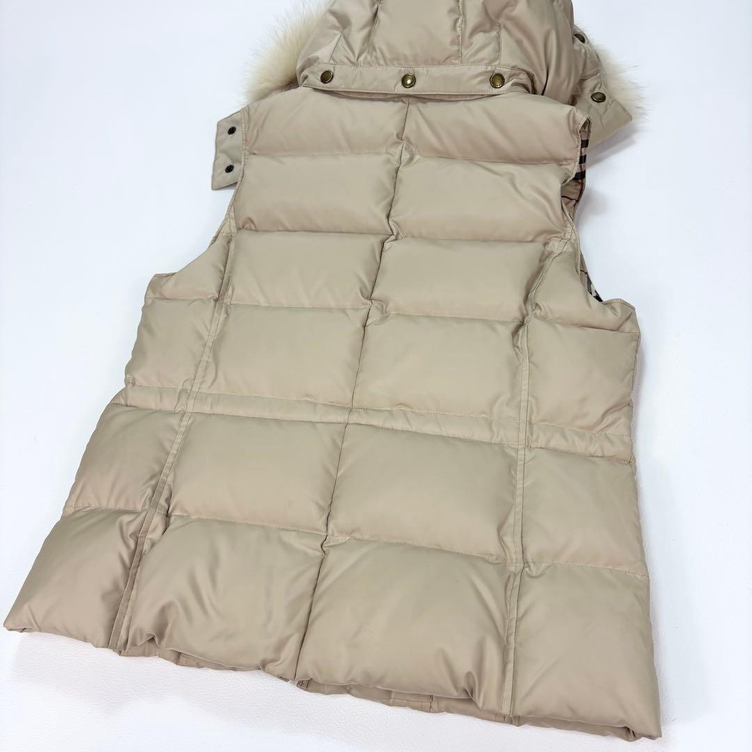 人気✨バーバリーロンドン ダウンベスト ノバチェック ブルーフォックス 36