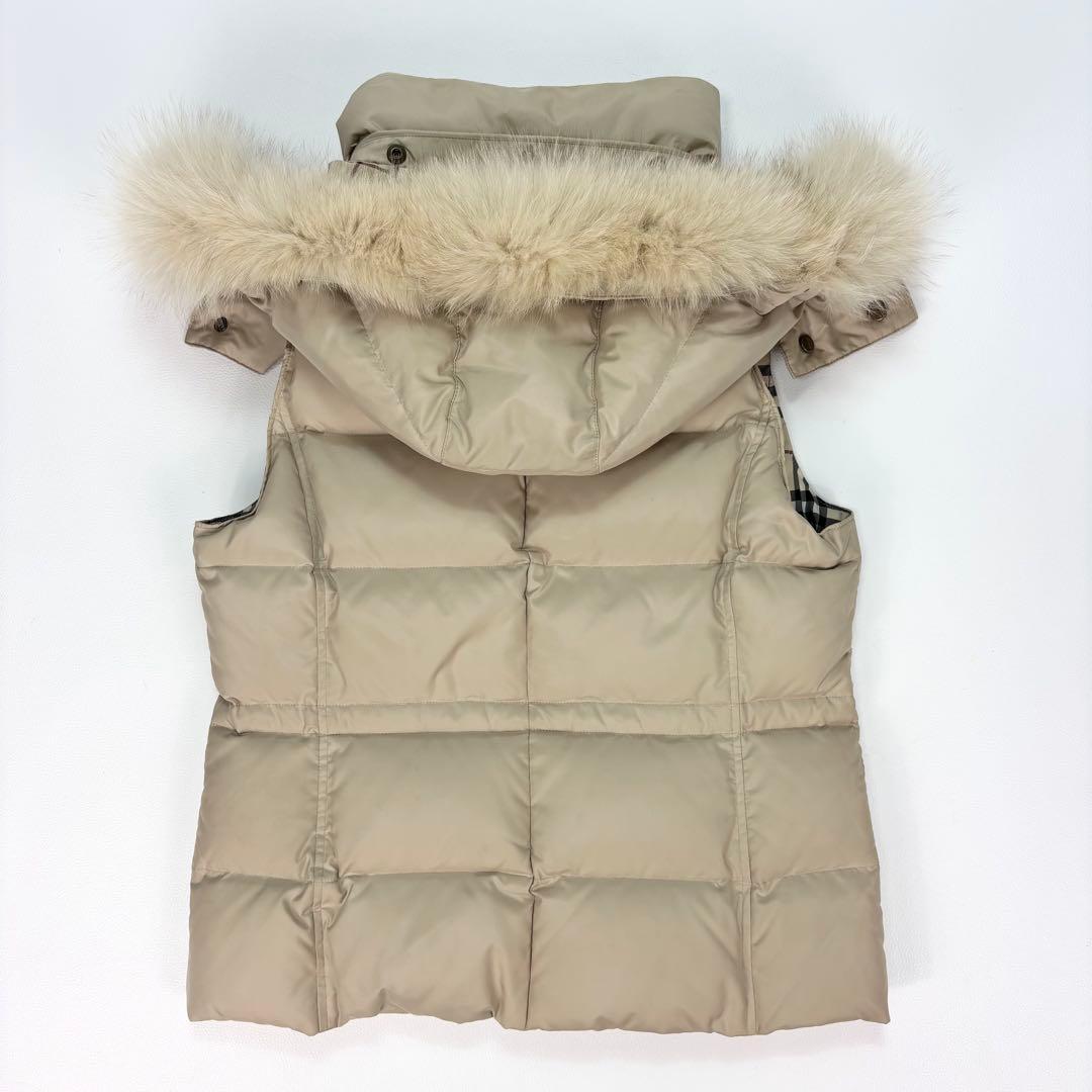 人気✨バーバリーロンドン ダウンベスト ノバチェック ブルーフォックス 36