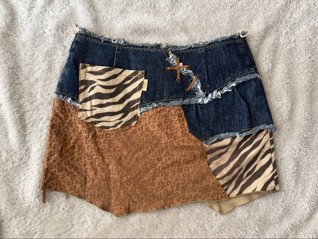 希少レアmyfavoriteTIARAティアラアニマル柄デニムミニ平成ギャル