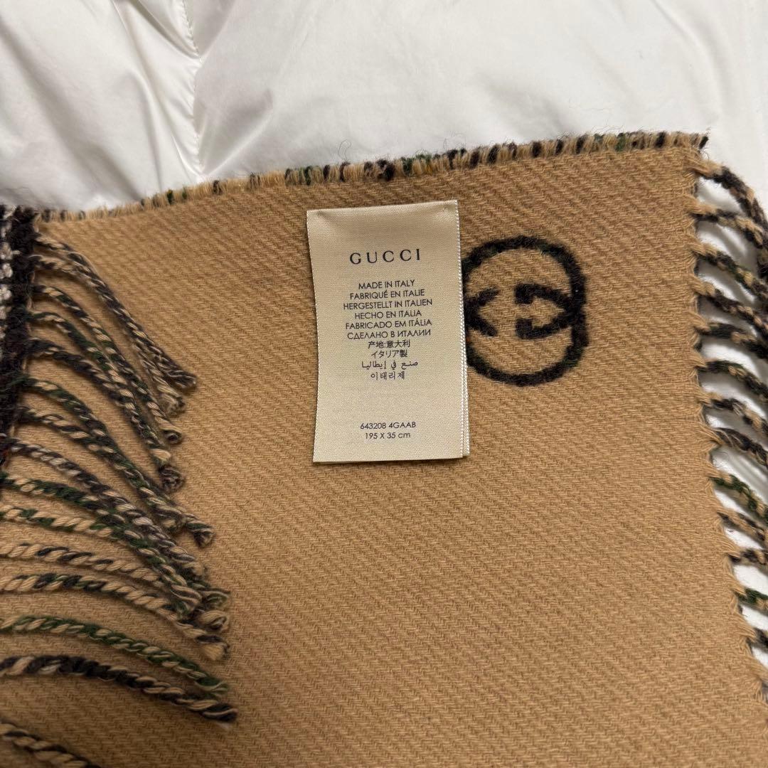 GUCCI チェック柄マフラー ウール