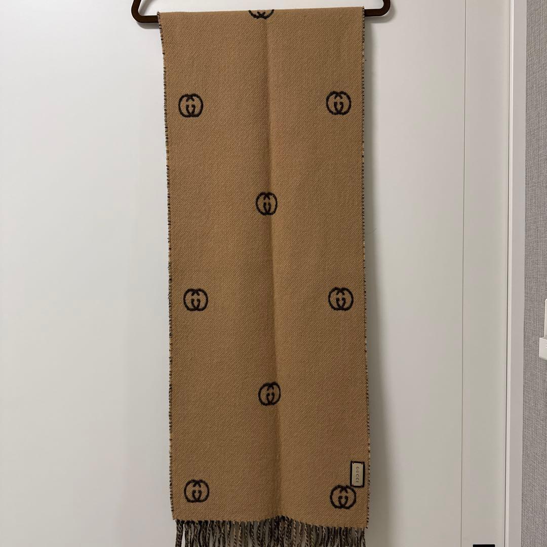 GUCCI チェック柄マフラー ウール