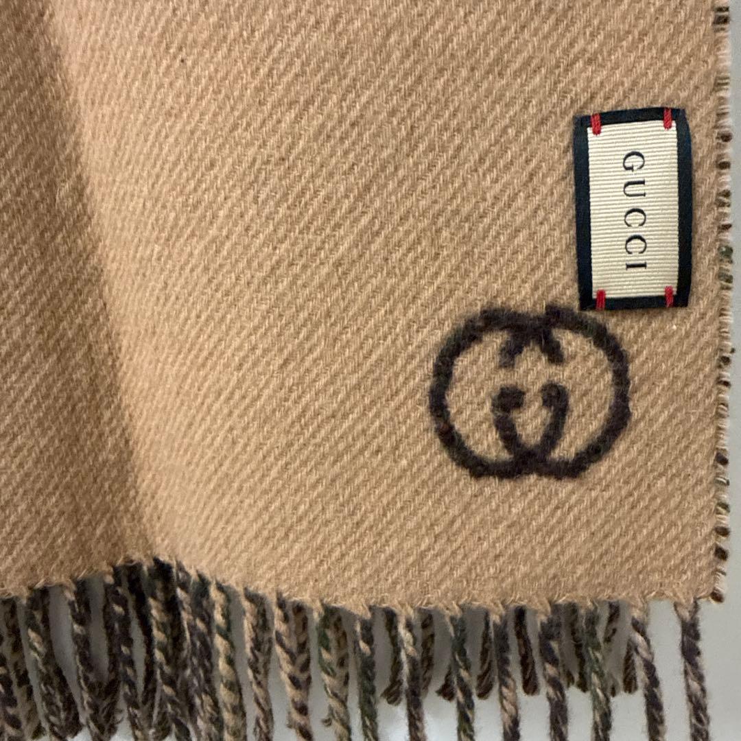 GUCCI チェック柄マフラー ウール