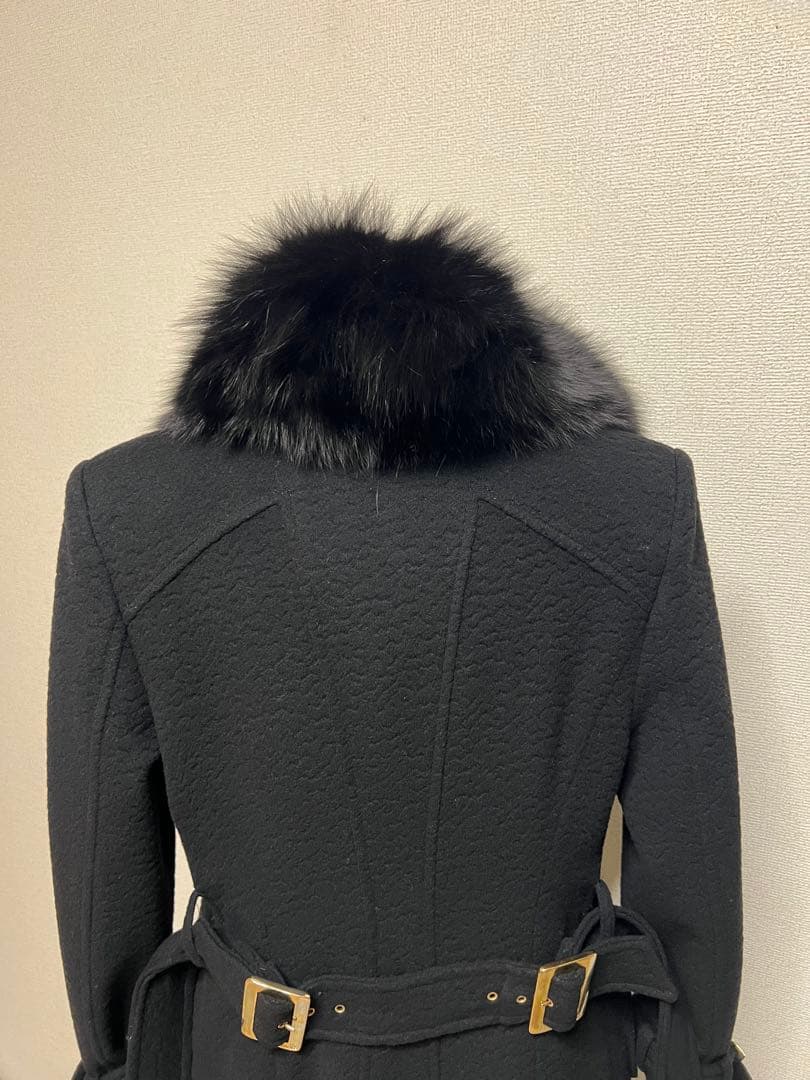 ☆VERSACE ヴェルサーチ　ファー付きカシミヤ混ロングコート☆