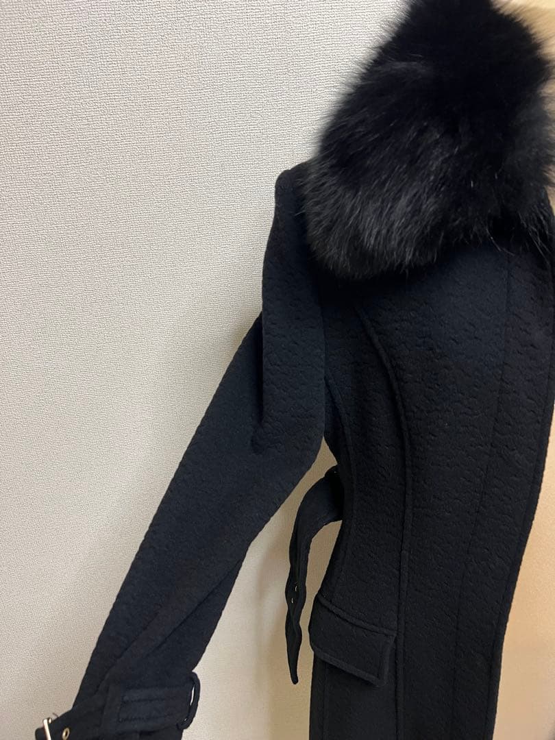 ☆VERSACE ヴェルサーチ　ファー付きカシミヤ混ロングコート☆
