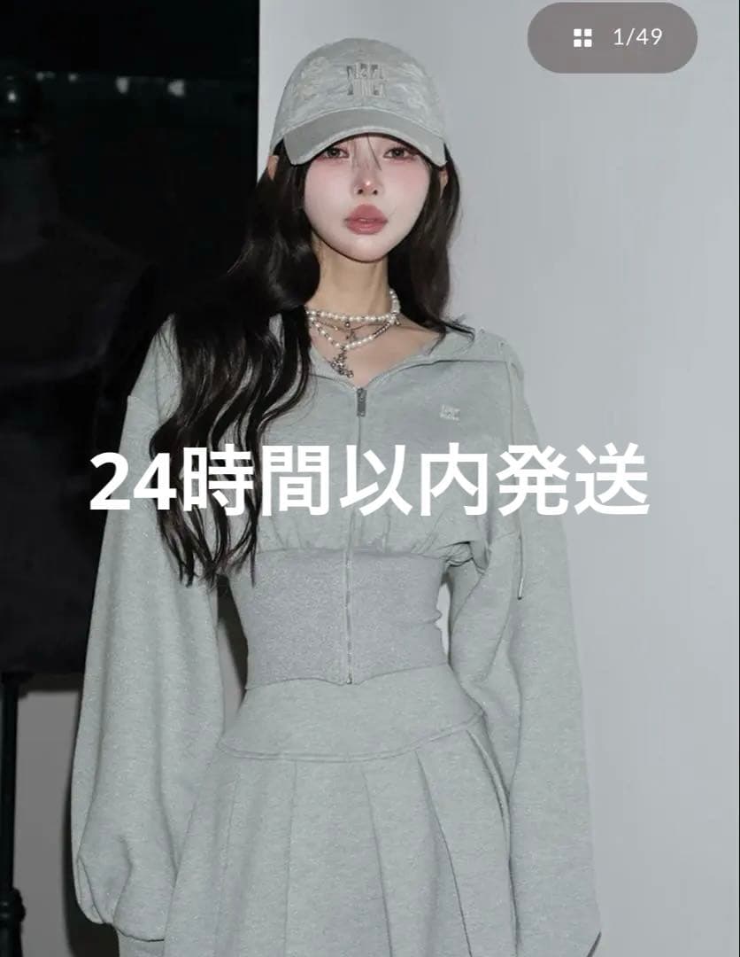 Darichカラーラメスウェットコルセットパーカー