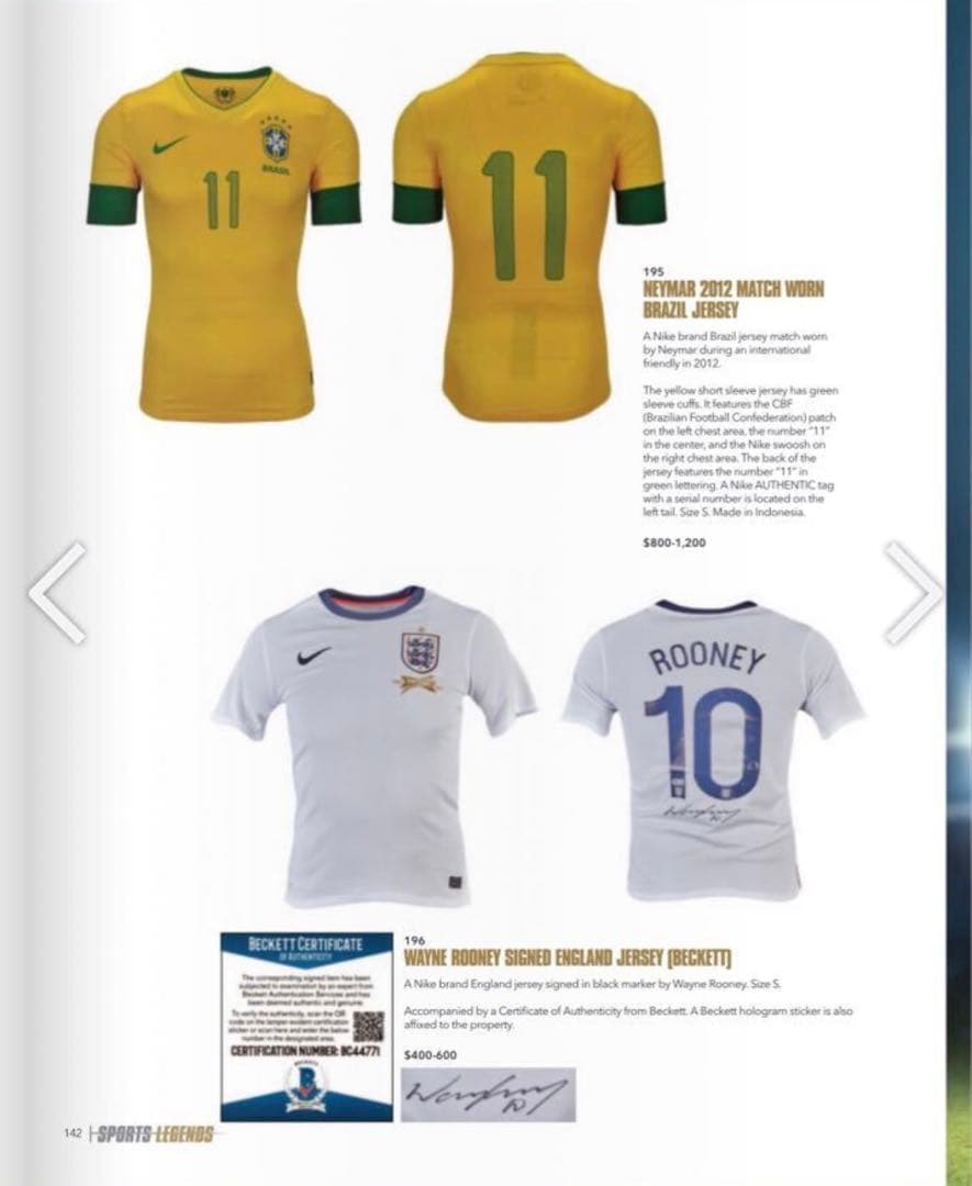 ネイマール　実使用ユニフォーム　ブラジル代表　11番　バルセロナ　証明書付き