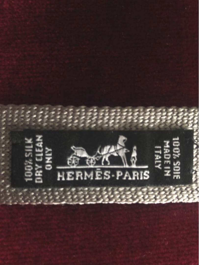 エルメス　ネクタイ　黒✗グレー　H柄 無地　ニットタイ　Hermes