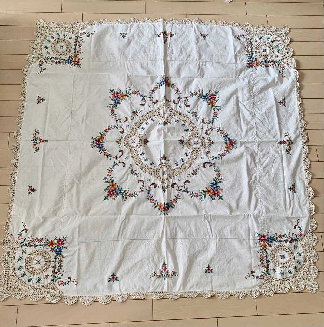 メイ(2枚まとめ)アンティーク　レースとクロスステッチ刺繍テープ ルクロス