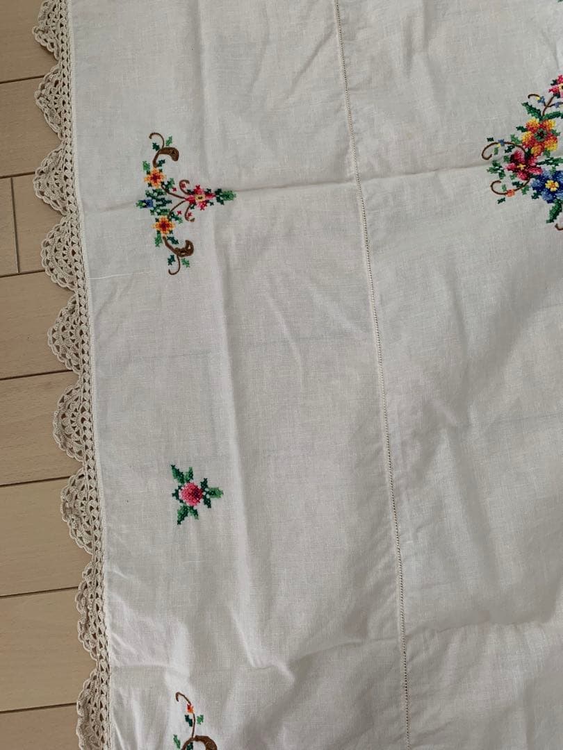 メイ(2枚まとめ)アンティーク　レースとクロスステッチ刺繍テープ ルクロス