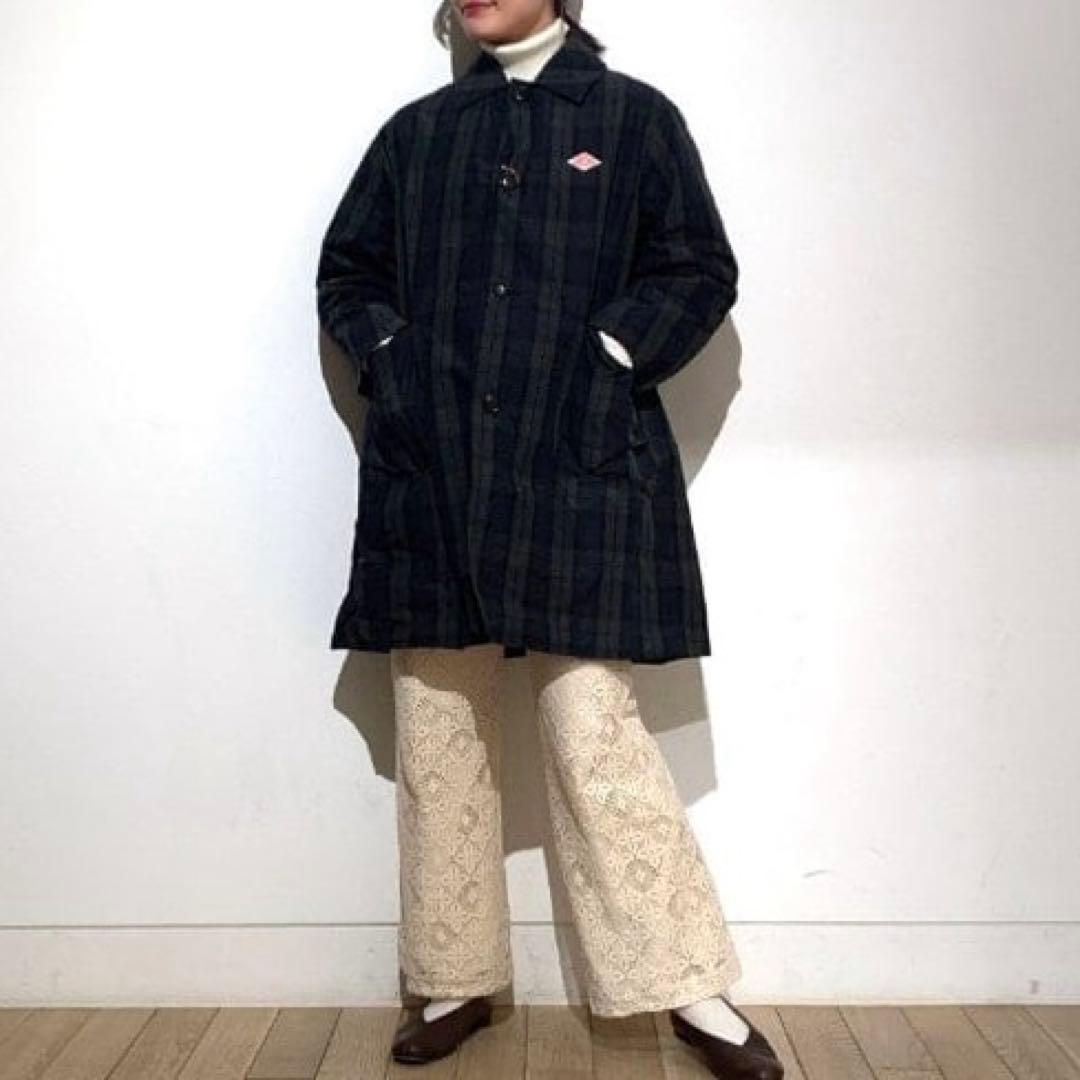 美品 ダントン レイビームス別注 ナイロンステンカラーコート ブラックウォッチ