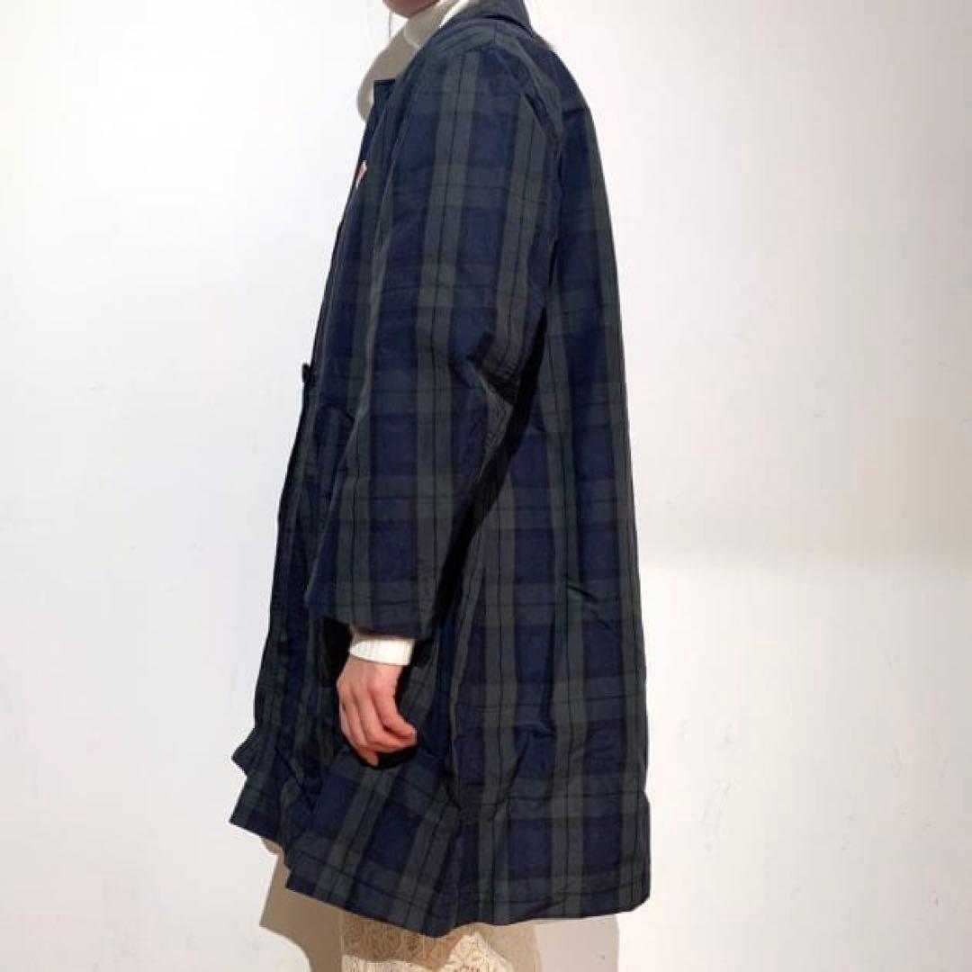 美品 ダントン レイビームス別注 ナイロンステンカラーコート ブラックウォッチ