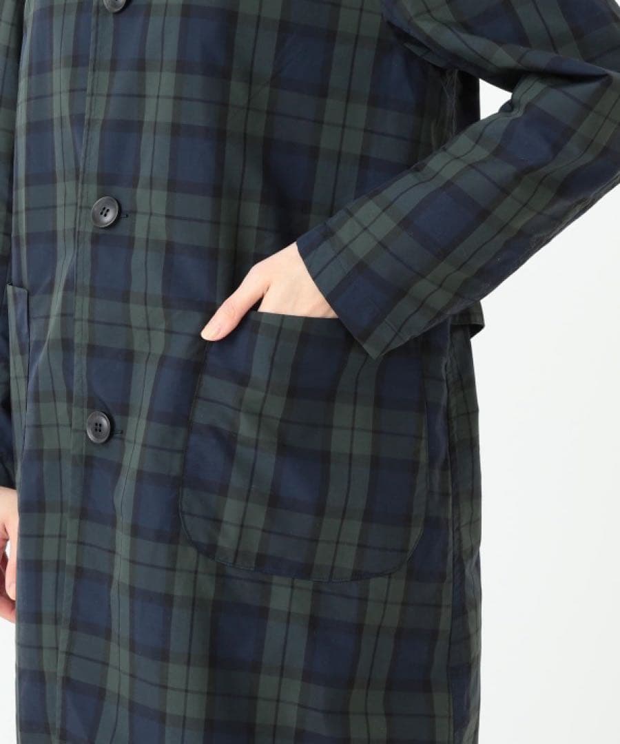 美品 ダントン レイビームス別注 ナイロンステンカラーコート ブラックウォッチ